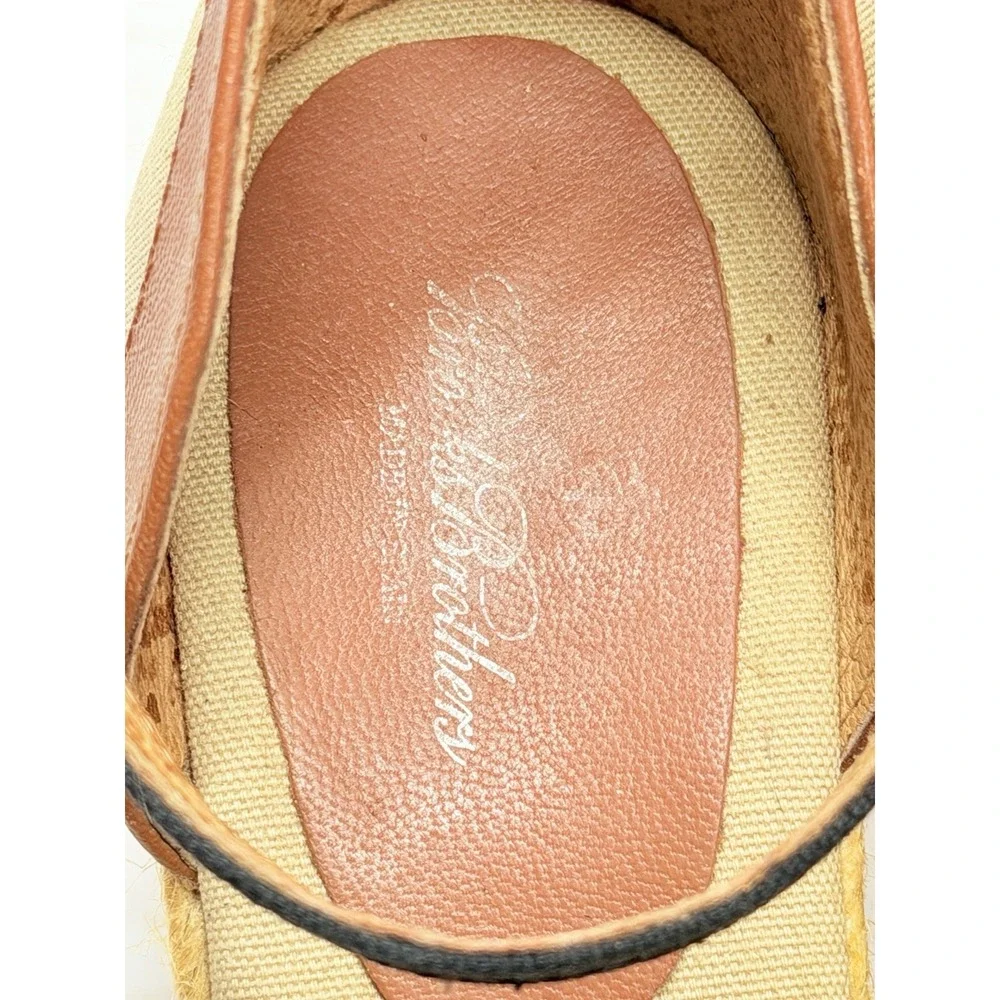 Brooks Brothers Womens US 7.5 Black Canvas Espadrille Wedge Ankle Strap